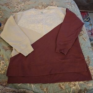 Women's Green Tea Colorblock Women's Sweater/Sweatshirt Mauve/Tan/Grey Size Larg